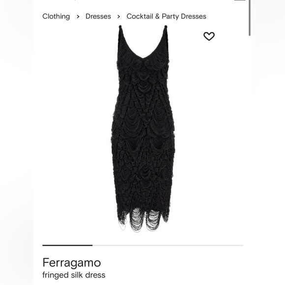 Salvatore Ferragamo  Black Fringed Silk Midi Dress STILL IN STORES - Picture 1 of 5